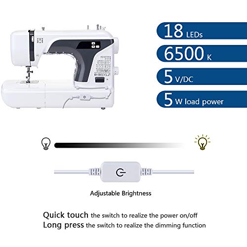 Sewing Machine Light - LED Light Strip for Sewing Machine with Touch Dimmer and USB Power (11.8 inch,18 LEDs)