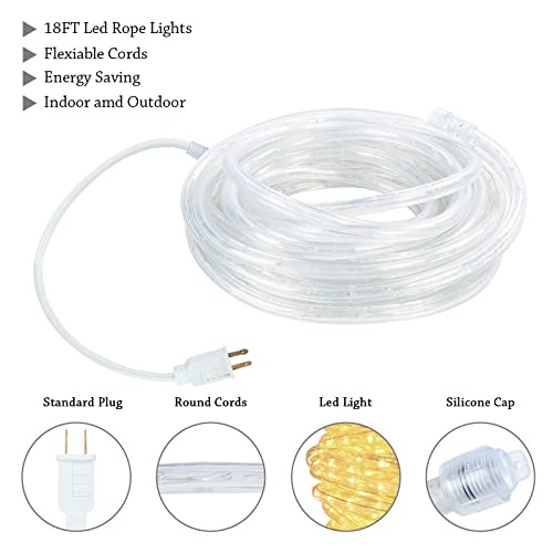 Afirst Led Rope Lights Outdoor 18Ft - Warm White Fairy Lights Connectable Ip65 Waterproof Outdoor Strip Lights For Home Decor, Garden, Bedroom, Patio, Holiday Decoration #TOP4