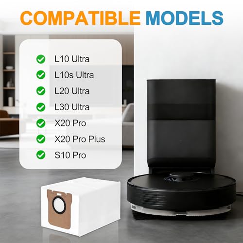 Image of 14 Packs Vacuum Dust Bag Compatible with Dreame L10 Ultra / L10s Ultra / L20 Ultra / L30 Ultra / X20 Pro / X20 Pro Plus Robot Vacuum, 3L Large Capacity Auto-Seal Replacement Bag Accessories Set