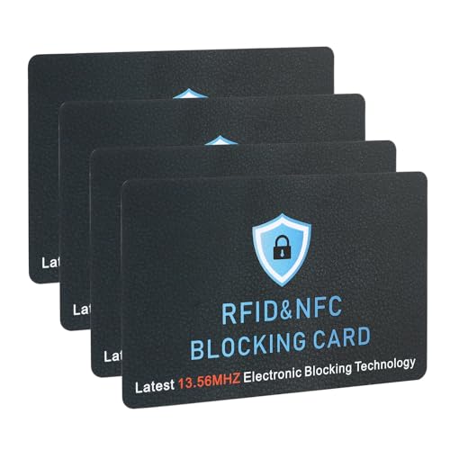 4 Pack RFID Blocking Card, Contactless NFC Debit Credit Card Passport Protector,Entire Wallet Purse Protect