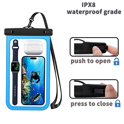 Konket 2 Waterproof Phone Bags, [Up To 10"] Universal Ipx8 Waterproof Phone Bag/Case, Waterproof Snorkel Clear Phone Dry Bag With Lanyard For Iphone Samsung Google Up To 10'' #TOP3