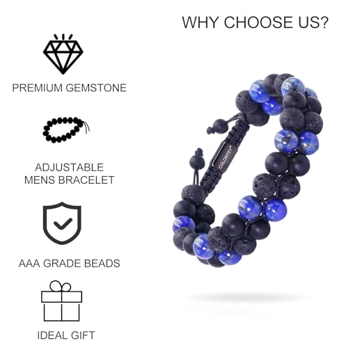 Pulsera Triple Protección para Hombre con Lapislázuli y Onyx 8mm miniatura 8