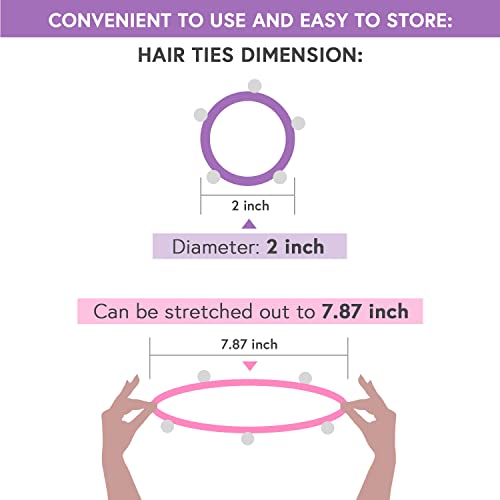 Mary Lavender Large Super Stretch Hair Ties Bracelet With Pearls For All Hair Types 5 Colors No Break Hair Elastics Ponytail Holders Hair Scrunchies 5Cm Diameter No Slipping No Snagging (20 Pcs, Color 3) #TOP5