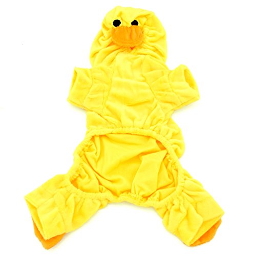Smalllee_Lucky_Store Pet Cat Dog Yellow Duck Hoodie Velvet Pajamas Jumper Small Dog Clothes Costumes Xl #TOP1