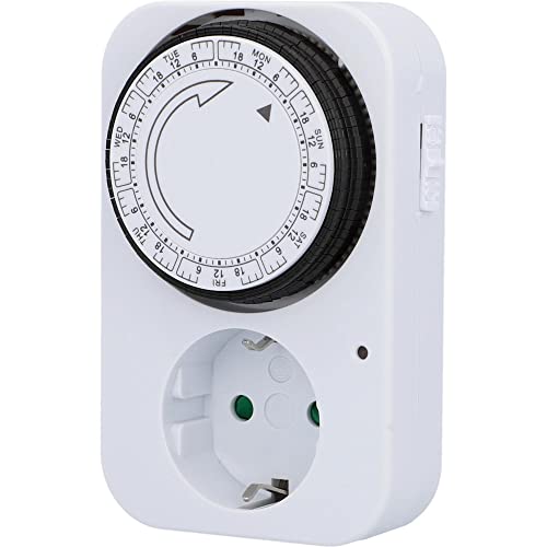 UNITEC Wochen-Zeitschaltuhr, mechanisch, für Innenbereich IP20, analog, weiß, 2 Stunden-Abstände einstellbar