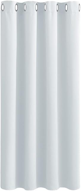 PONY DANCE White Blackout Curtain - Thermal 54 Drop Short Curtain Room Darkening Eyelet Curtain for Bedroom, 1 Piece, 52-inch Wide by 54-inch Drop, Greyish-white