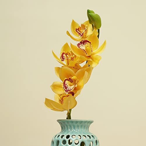 Image of PURE HOME + LIVING Yellow Faux Boat Orchid Spray 1 Piece