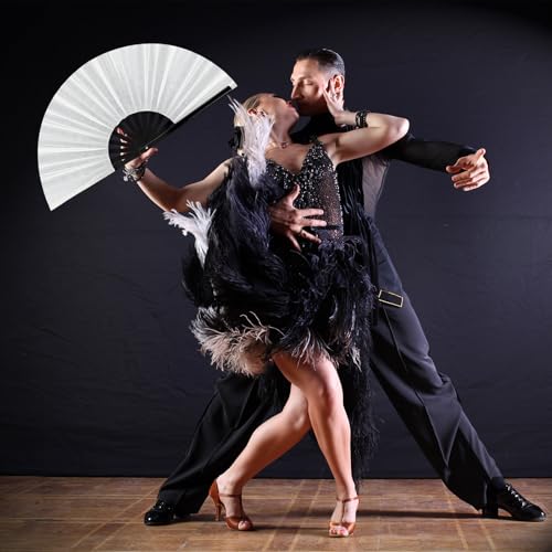 Image of Maitys Large Rave Fan Folding Handheld Fans 13'' Clap Fans for Line Dancing Clack Fan Holographic Festival Accessory for Martial Art Gift Performance, Includes 2 Pouch