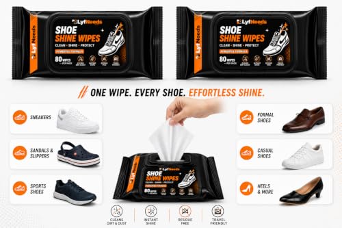 Image of Shoe Wipes & Sneaker Wipes - (80 + 80 Count) Pack of 2 - Quick Wipes for Shoes Cleaning - Shoe Cleaning Wipes for All Shoes - Portable Cleaner for Sneakers, Leather & Sports Footwear White