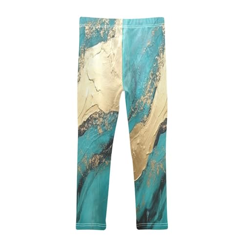 Bolaz Toddler Girls Leggings Printed Yoga Pants Leggings Blue Gold Marble for Kids2