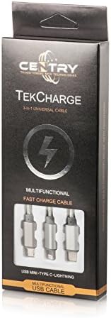TekCharge USB Cable Multi Port Charger (Tech Charge) Micro USB, Type C & Lighting Cord Charger 3.2 Feet