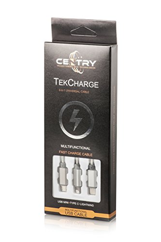 TekCharge USB Cable Multi Port Charger (Tech Charge) Micro USB, Type C & Lighting Cord Charger 3.2 Feet