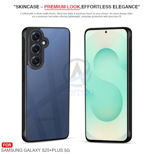 Image of AESTMO Samsung Galaxy S25 Plus 5G Back Cover | 360 Protection | Crystal Clear Hard Back Transparent | Bumper Case for Samsung Galaxy S25 Plus 5G (PC+TPU, Black Bumper)
