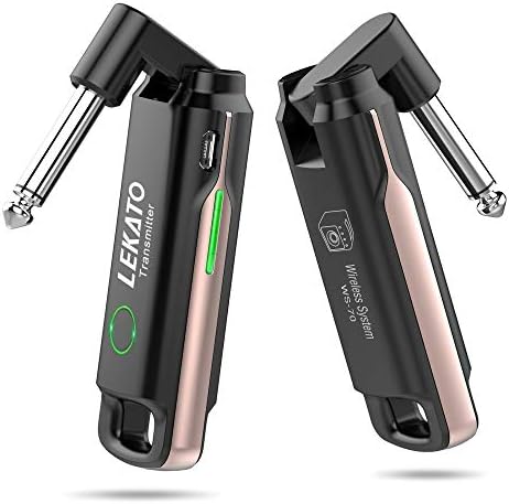LEKATO Wireless Guitar Transmitter Receiver UHF Rechargeable Wireless Guitar System with 70 Channels Guitar Wireless Audio Wireless Transmitter Receiver for Guitar Bass Electric Instruments