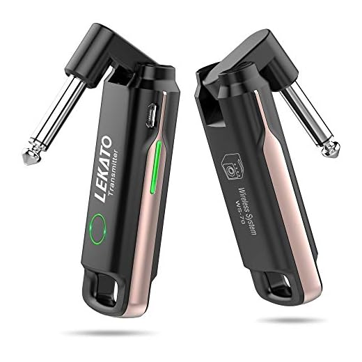 LEKATO Sistema Inalámbrico de Guitarra con 70 Canales Receptor Transmisor de Guitarra Inalámbrico Audio Digital Recargable Cable de Bajo de Guitarra Inalámbrico para Guitarras Bajo
