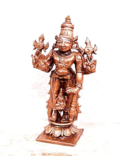 Image of Copper Srinivasa Perumal with Lakshmi Idol 3.9 in