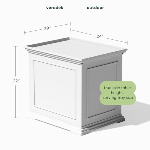 Image of Veradek Brixton Tray Table - 2-in-1 Outdoor Side Table with Storage and Tray for Patio /Porch | Durable All-Weather Resistant | Classic & Functional