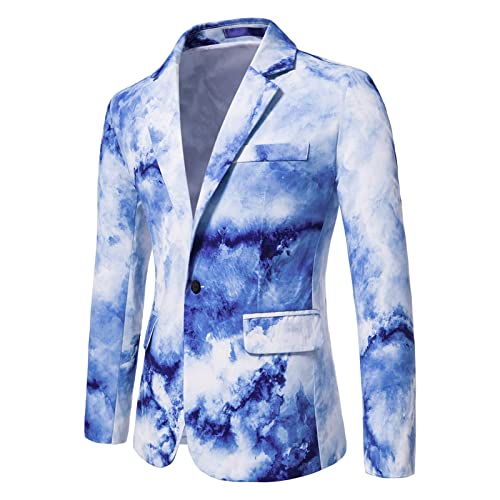 Tie Dye Blazer for Men Fashion One Button Dinner Party Wedding Prom Tuxedo Casual Slim Fit Sports Coat Suit Jacket2