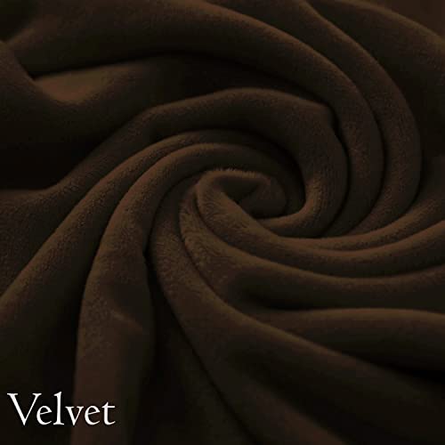 Image of HOKIPO 200 GSM Premium Velvet Sofa Cover 1 Seater Fully Covered, Brown (AR-4736-BR)