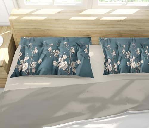 Image of 200 TC Cotton Bedsheet Set with 2 Pillow Covers | King Size Soft Breathable Wrinkle Free - Floral Printed Double Bedsheets | Bed Size 78x78x10 Inches | Pillow Covers Fit Up to 10 Inch