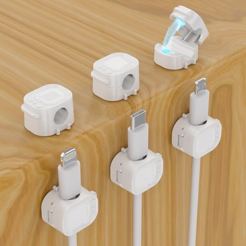 Cord Organizer 6 Pack Magnetic Cable Clips Smooth Adjustable 1s Lock Cable Management Clips Adhesive...