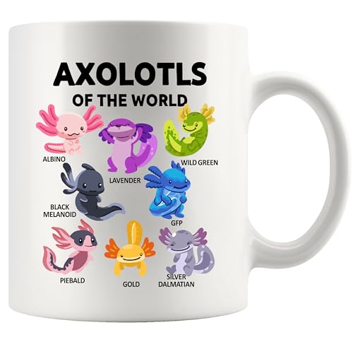 Taza de cerámica blanca 11 oz con diseño de axolotl miniatura 1