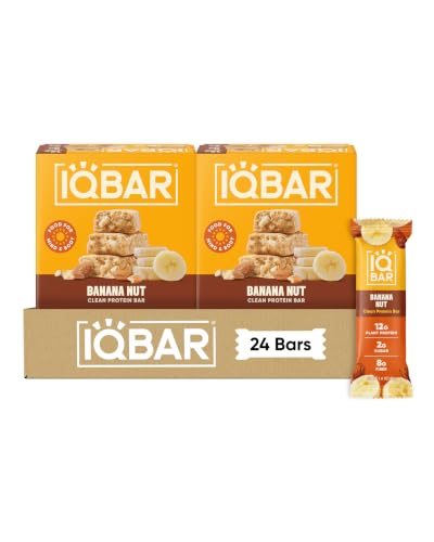 IQBAR Clean High Protein Bars, Low Sugar Snack, Banana Nut 24ct