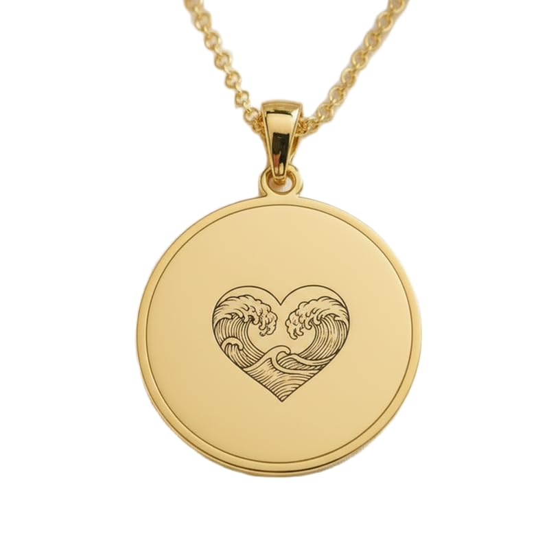 Collier cœur océan gravé en argent, le cadeau fait main idéal pour homme et femme