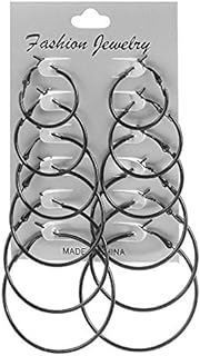 6 Pairs Classic Colorful Punk Large Small Round Hoop Earrings 80s 90s Retro Colored Black White Circle Neon Earrings for Women Girls Personality Fashion Party Costume Jewelry