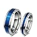 Onefeart Bague en Acier Titane pour Femme Hommes Bande de Mariage,Bleu Argent 4mm Taille 52 Couple Bague Engagement