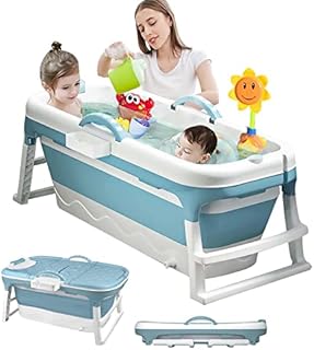 Large Foldable Bath Tub Bathtub, Pop up Bath with Removable Cover for Baby Toddler Children Twins Petite Adult, Large Freestanding Bathtubs Home Sauna, from Baby to Adult, 118CM