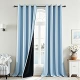 MRTREES 100% Verdunklungsvorhänge Vorhang Schlafzimmer Blickdicht Blau Gardinen mit Ösen 2er Set 245 cm Lang 140 cm Breit, Thermovorhang Gegen Kälte Wohnzimmer Modern Blackout Curtains