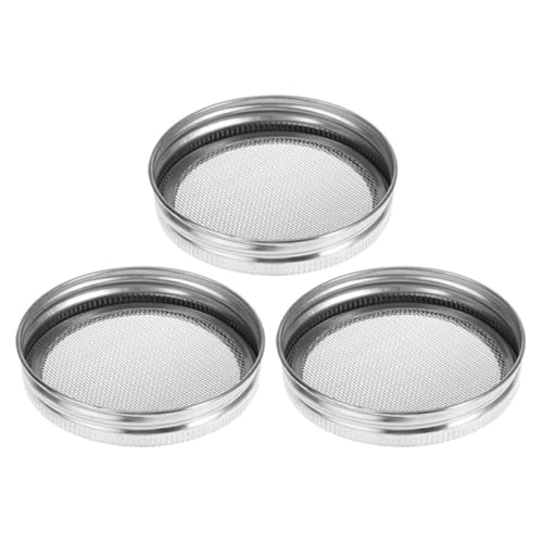 Angoily 3Pcs 86Mm Wide Mouth Mason Jar Sprouting Lids with Stainless Steel Mesh Strainer Caps for Seed Germination and Household Sprouting Covers