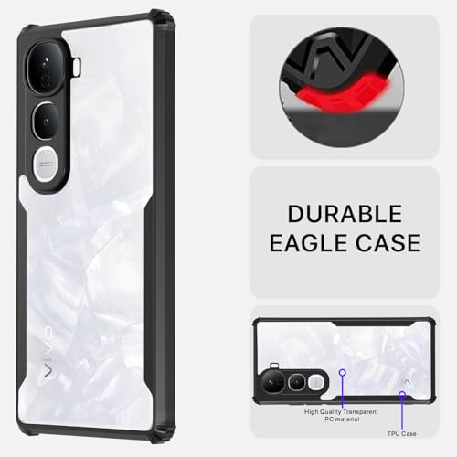Image of Pikkme Back Cover for Vivo Y400 Pro 5G | Ultra Hyrbid | Full Camera Protection | Raised Edge | Crystal Clear Transparent Bumper Case (Black)