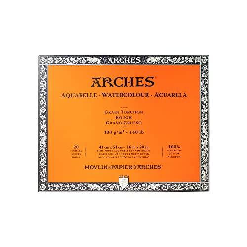 Image of Arches Watercolour Paper Blocks | Rough Natural White | for Watercolor, Acrylic Painting, Gouache and Poster Color Painting | 300 GSM, 41 x 51 cm- 20 Sheets