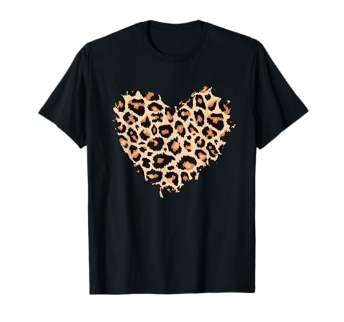 Cheetah Leopard Heart Girls Animal Print T-Shirt Small