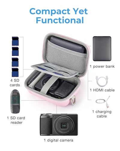 Funda pequeña impermeable para cámara digital con correa rosa miniatura 4