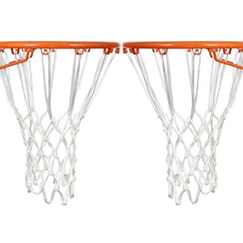 Basketball Net 2 PCS Heavy Duty All Weather Basketball Nets Replacement Backboard Accessories for Standard Rim Hoop Outdoor Indoor (White)