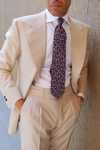 Image of OTAA Floral Necktie Casual Ties for Men - Perfect Neck Tie for Groomsmen Wedding Ties or Formal Occasions