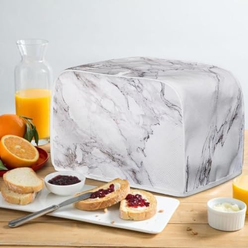 Image of 4 Slice Toaster Dust Cover Bread Toaster Oven Dustproof Cover Kitchen Bakeware Protector Dustproof Fingerprint Protection for Women Gift(12.4 x 10.6 x 8.2), White Marble