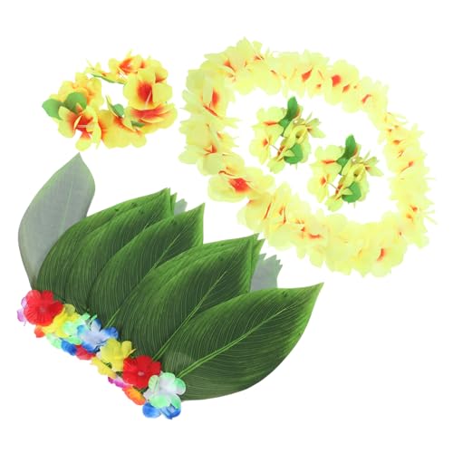Holibanna Hawaiian Dance Costume Artificial Leaf Skirt Flower Garland Luau Party Supplies