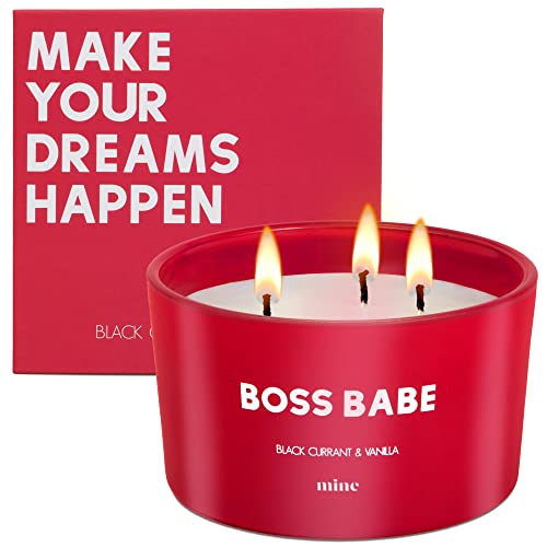 Boss Babe Candle | Make Your Dreams Happen | Black Currant & Vanilla Scented 3 Wick Soy Candle | Home Decor Candle By The Mine Company #TOP4