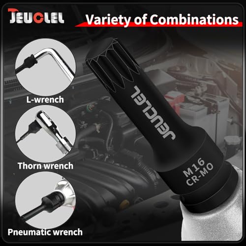 Image of 8PCS Impact Spline Bit Socket Set, M5 M6 M8 M10 M12 M14 M16 M18 Triple Square Metric 1 /2-Inch Impact 10mm Triple Square Socket Kit, Cr-Mo Steel Remover Hand Repair Tool
