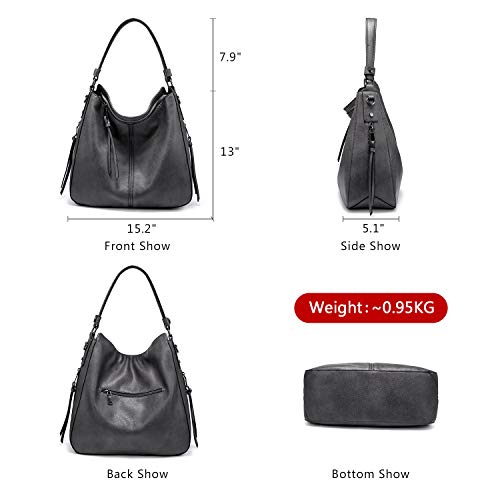 Image of Realer Hobo Crossbody Bags for Women Designer Faux Leather Hobo Handbags Retro Large Size Shoulder Bag Bucket Purse