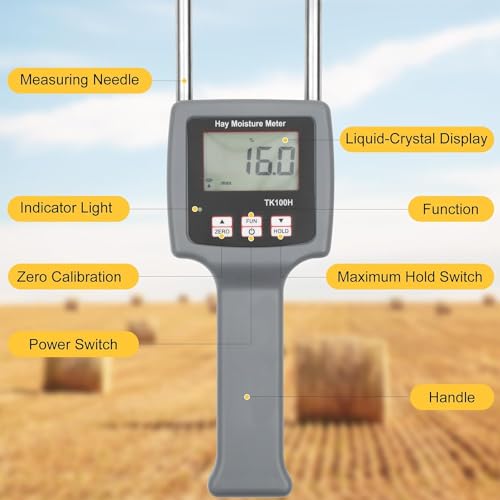 Image of LABART TK100H Portable Hay Moisture Tester, Precise and Fast Measurements With Probe, Hay Moisture Meter For Froage Grass, Leymus Chinensis, Alfalfa and Other Hays