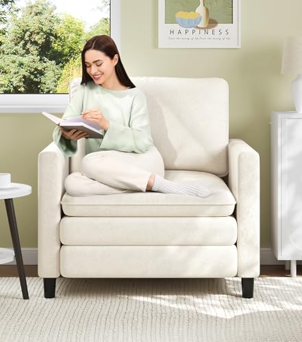 Image of Welzona 3-Layers Cloud Accent Chair, 33 inch Reading Chair, Teddy Arm Chairs