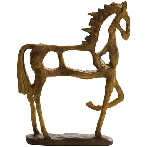 Escultura Decorativa de Caballo Dorado de Polystone 11"x3"x13" miniatura 4