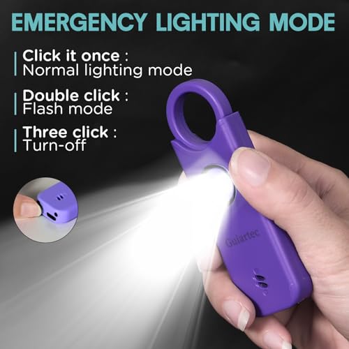 Rechargeable Personal Safety Alarm for Women, 135 dB Loud Self Defense Keychain Siren with LED Strobe Light, Personal Emergency Security Safe Devices Key Chain Alarms for Women Kids Elderly (Violet) - Image 5