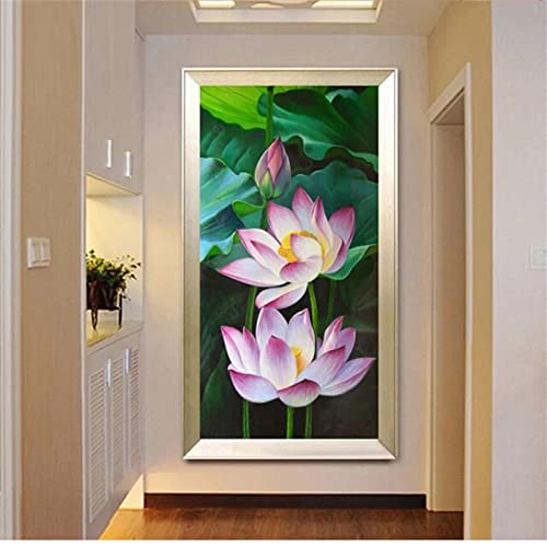 Peinture Diamant Grand Format pour Salon : Kit Feuille de Lotus Arts Craft Adulte