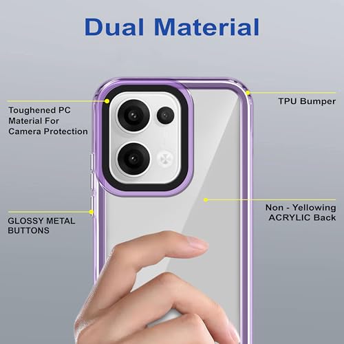 Image of Zapcase Back Case Cover for Oppo Reno 13 5G | Compatible for Oppo Reno 13 5G Back Cover | Case Cover with Camera Protection | (TPU + PC | Translucent Purple)